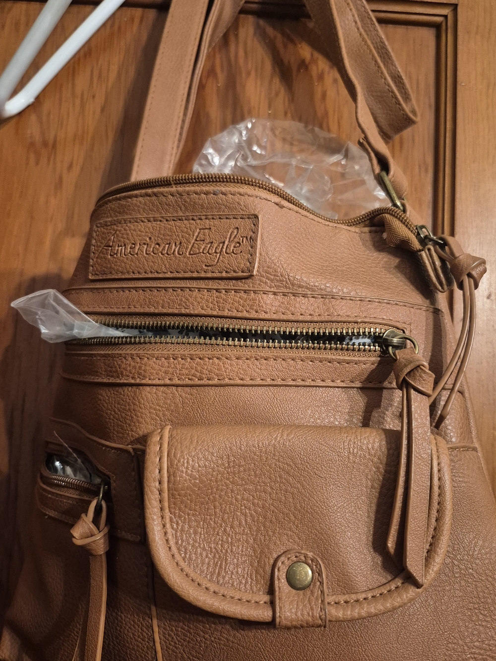 American Eagle Outfitters Cognac Faux-Leather Crossbody Pouch - Picture 9 of 9